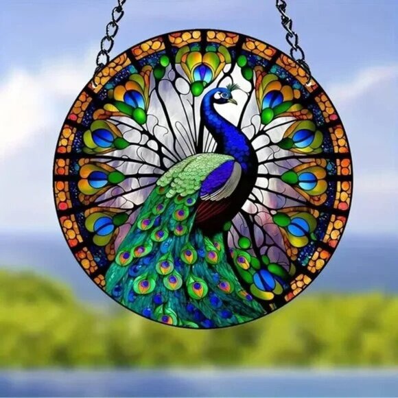 Vibrant Peacock Window Hanging Acrylic Suncatcher - Picture 2 of 14